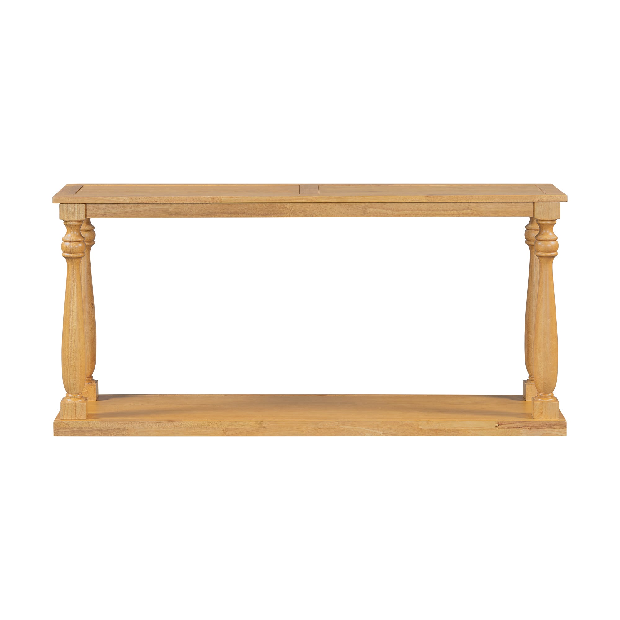 U_STYLE Vintage Wood Grain Console Table with Bottom Shelf and Four Vase Legs, Suitable for Entryway, Hallway, Living Room, Bedroom