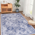 NAAR MAVAL Blue Washable Rug 5x8 Area Rug (Blue, 5' x 8')