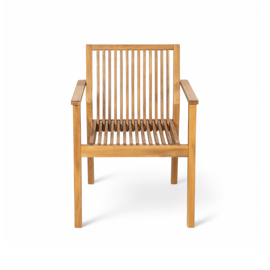 Durable 5 - Piece Patio Furniture Set Acacia Wood Table and 4 Heavy-Duty Cushioned Chairs, Natural