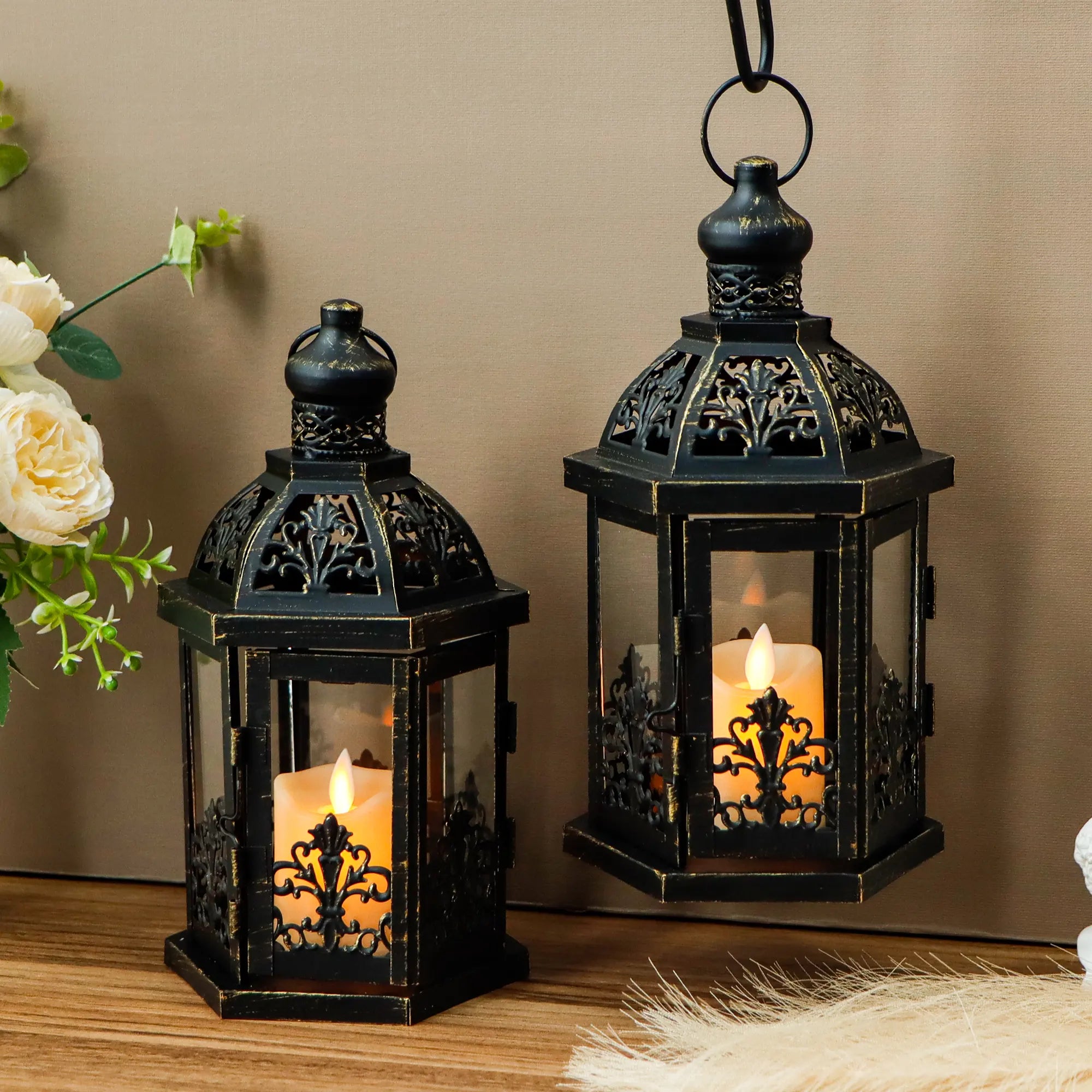 9.5" H Vintage Decorative Lanterns Metal Hanging Lantern