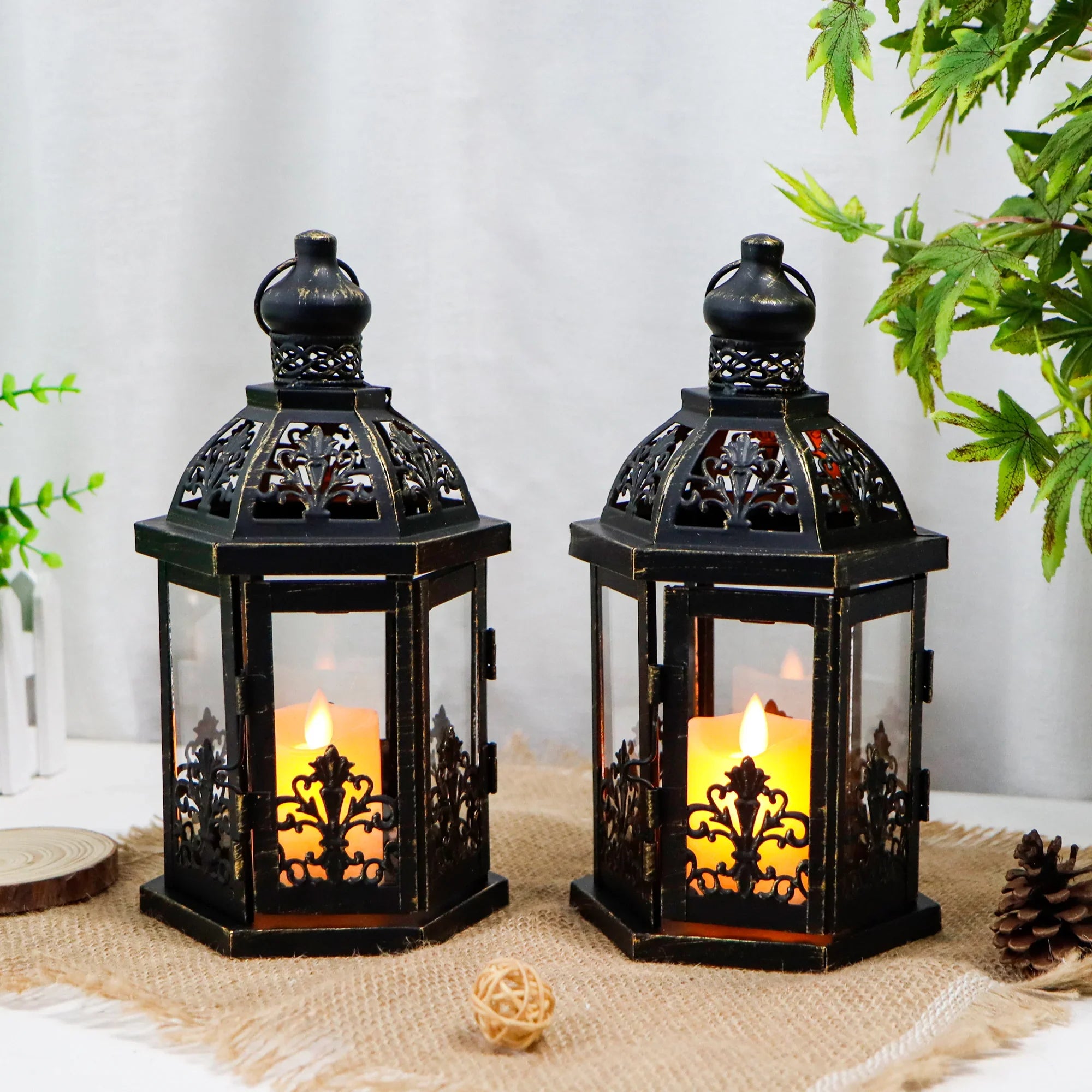 9.5" H Vintage Decorative Lanterns Metal Hanging Lantern