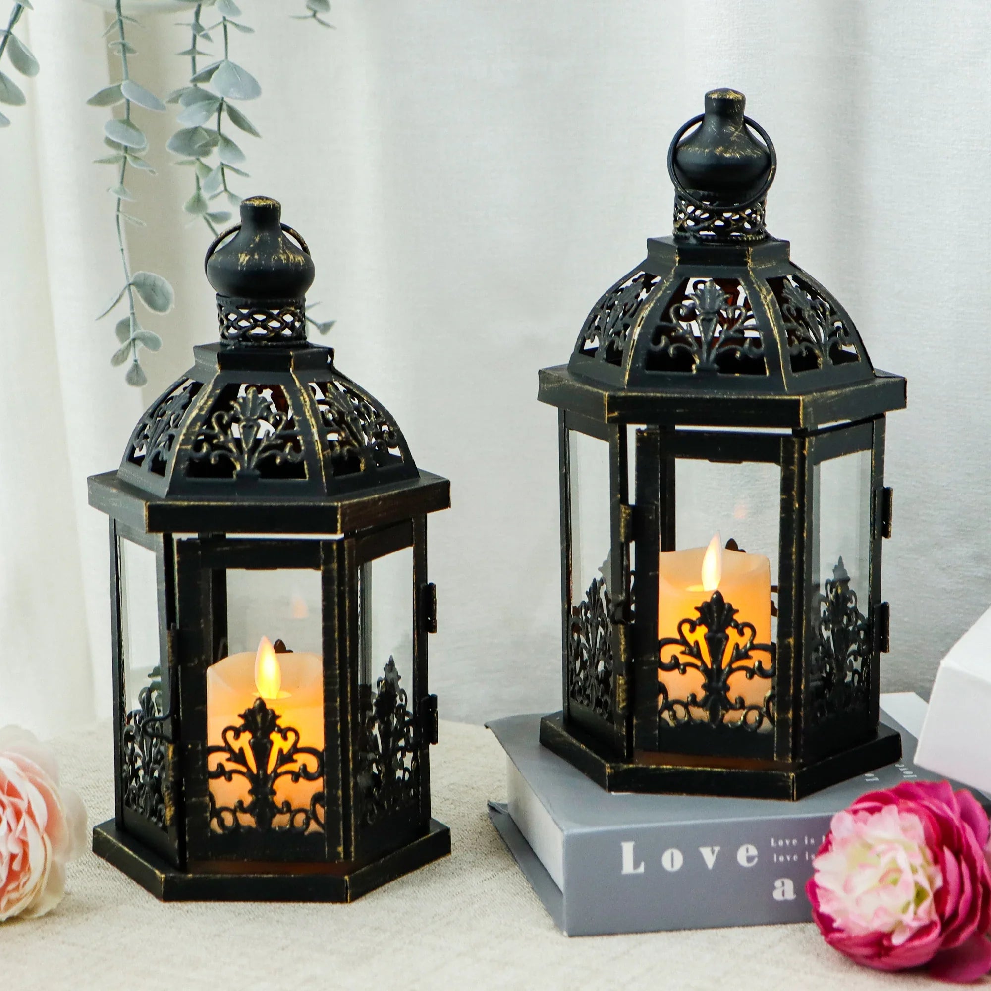 9.5" H Vintage Decorative Lanterns Metal Hanging Lantern
