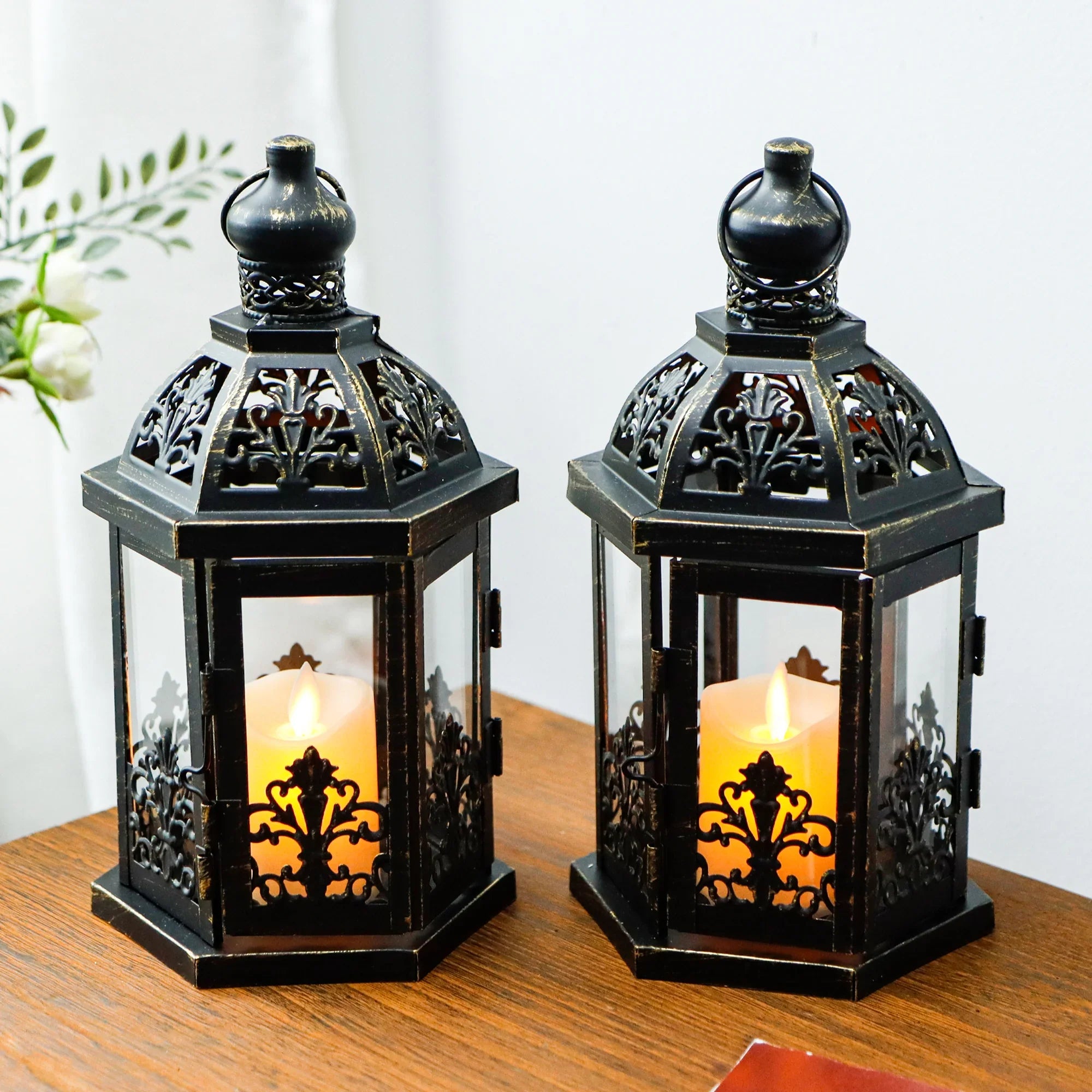 9.5" H Vintage Decorative Lanterns Metal Hanging Lantern