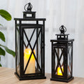 20'' & 11'' High Metal Candle Holder Hanging Lanterns with Tempered Glass