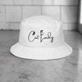 Cat Lady Bucket Hat - Embroidered White Sun Hat for Cat Lovers