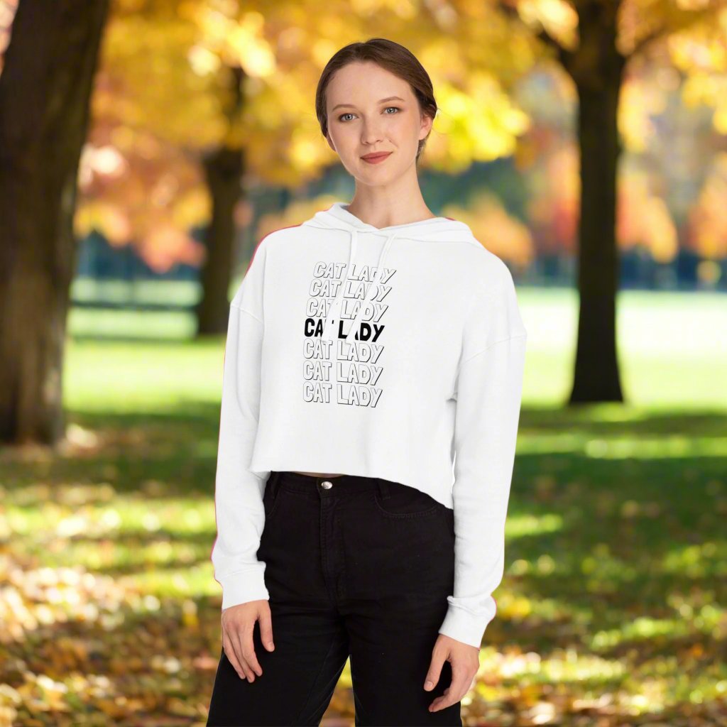 Cat Lady Cropped Hooded Sweatshirt