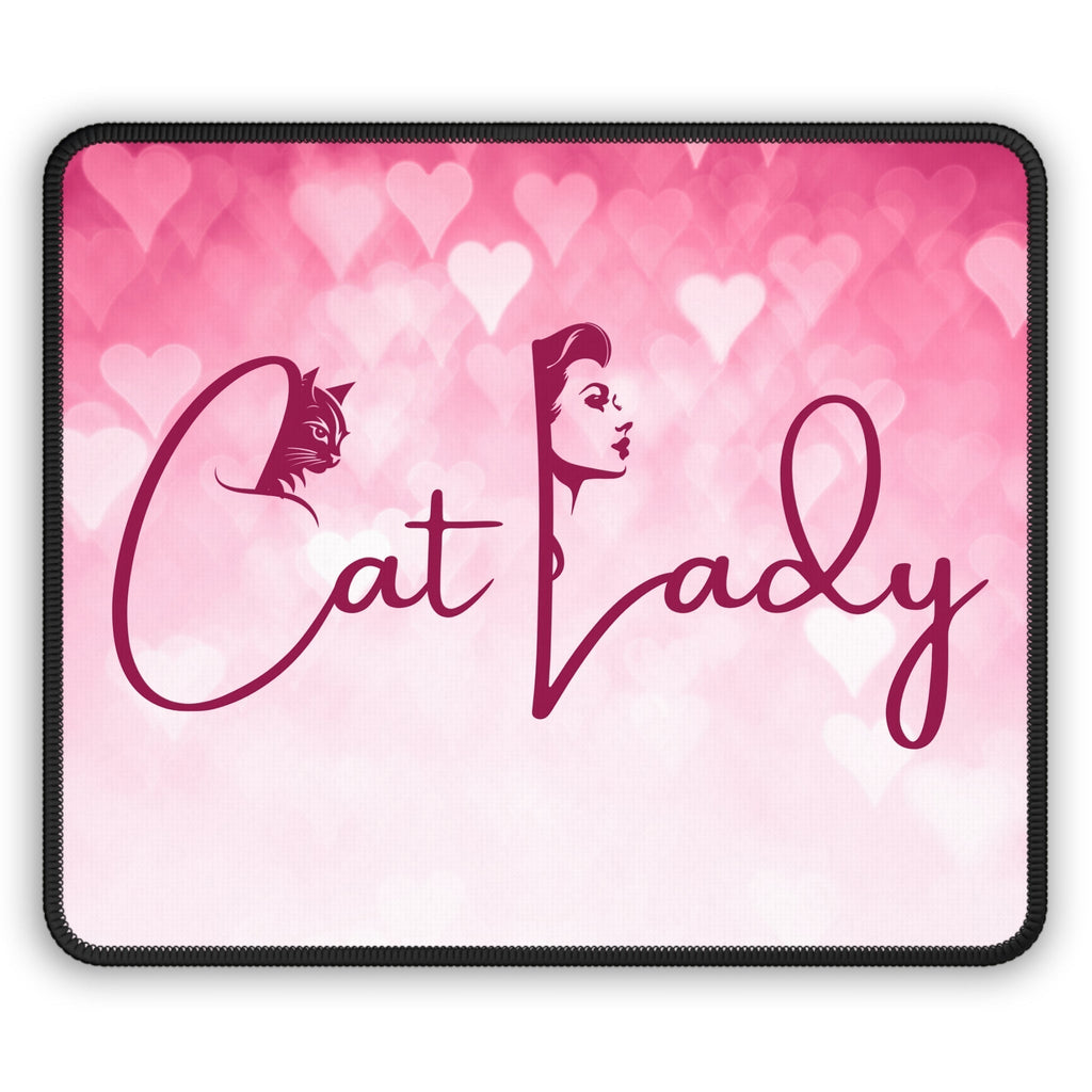Cat Lady Hearts Gaming Mouse Pad for Cat Lovers and Gamers