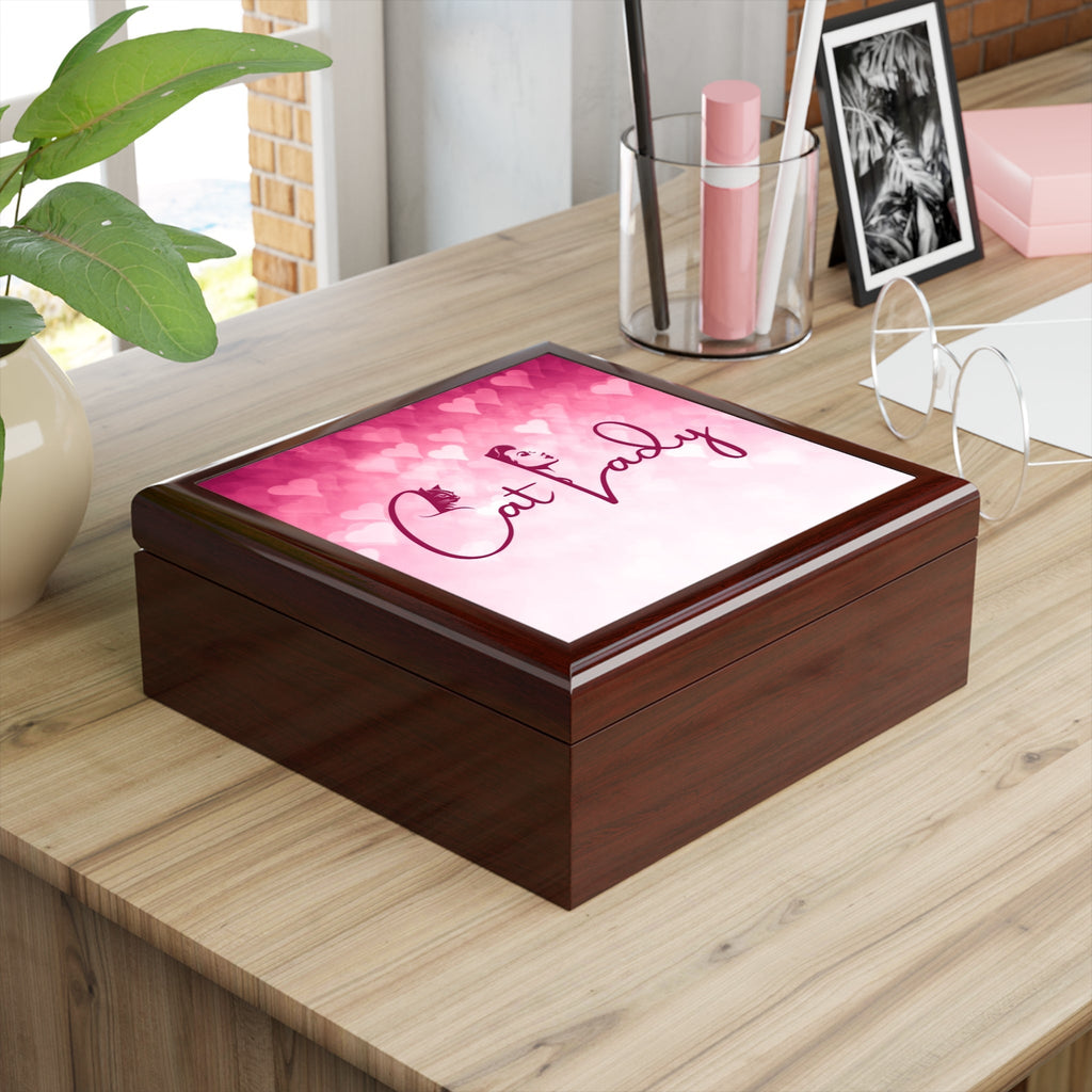 Cat Lady Hearts Jewelry Box - Perfect Gift for Cat Lovers
