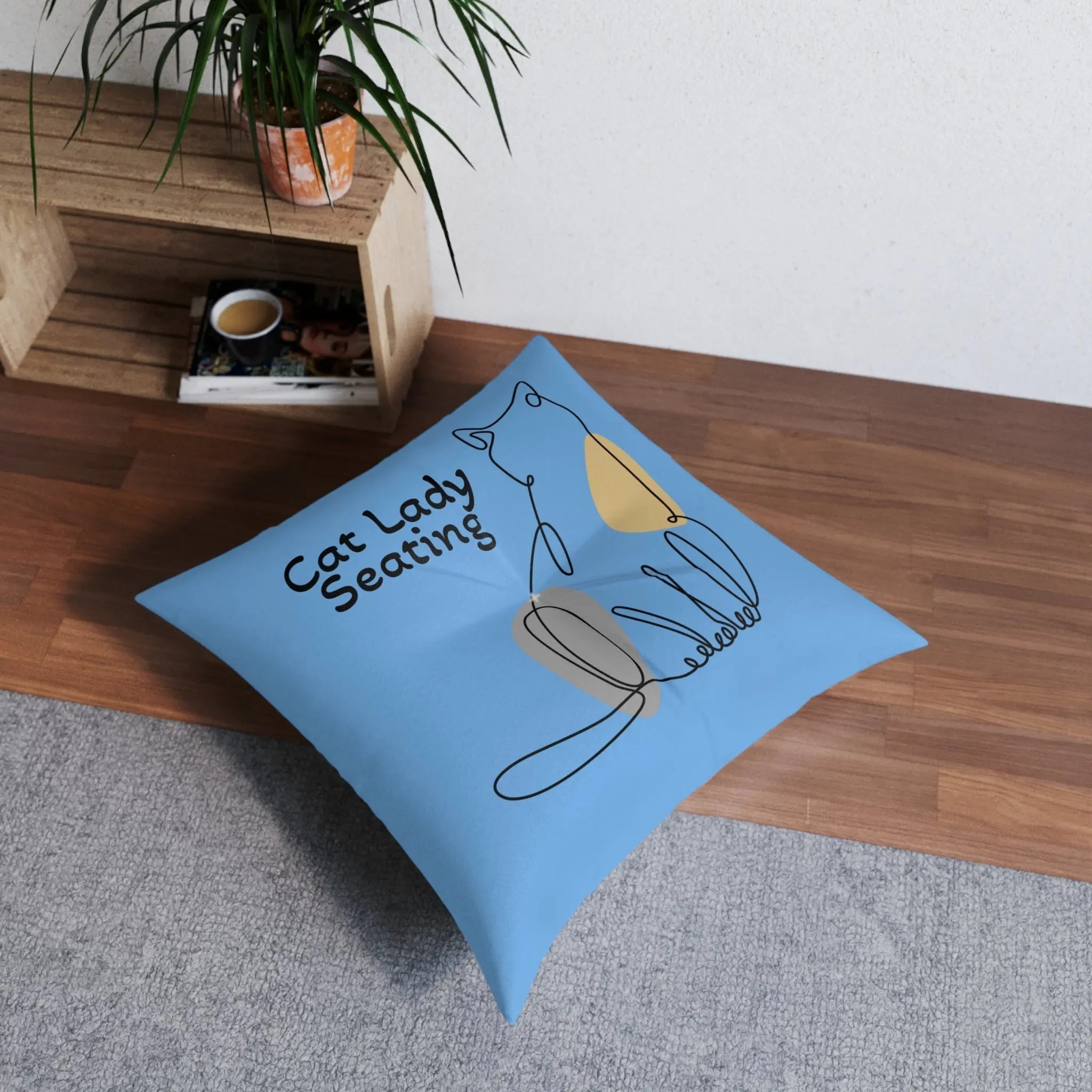 Cat Lady Seating Tufted Floor Pillow, Square