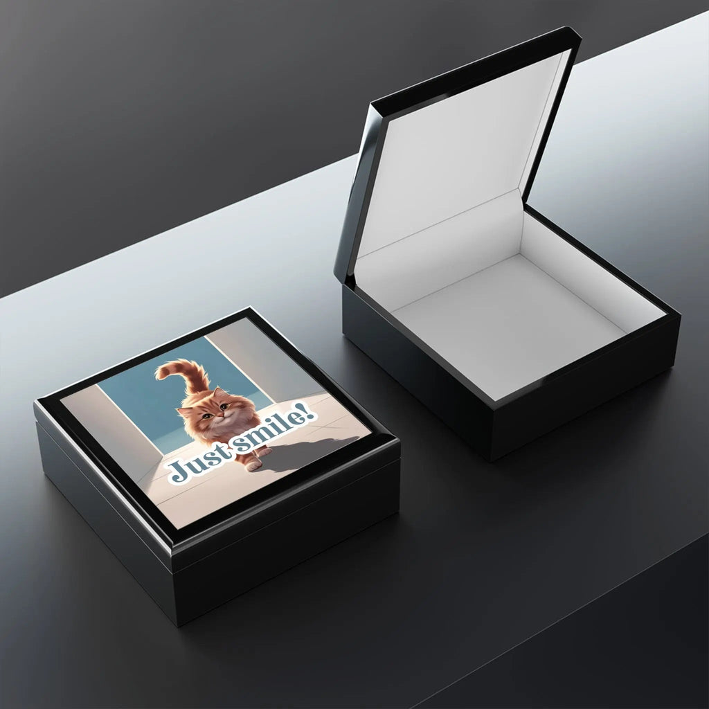 Cat-Themed Jewelry Box - "Just Smile!"