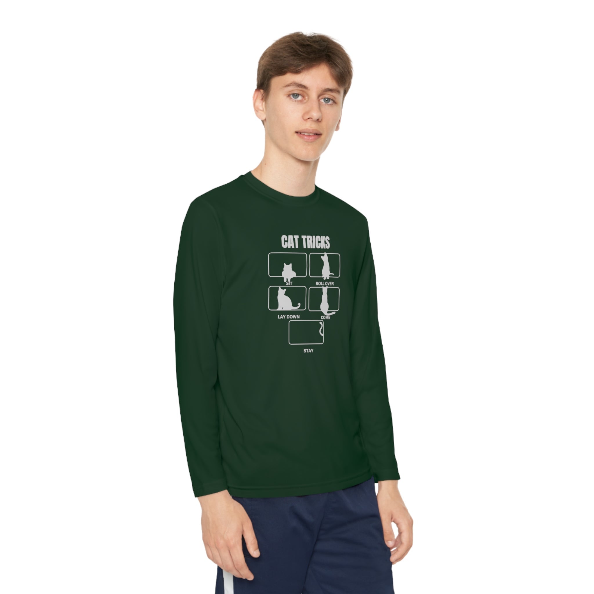 Cat Tricks Youth Long Sleeve Competitor Tee