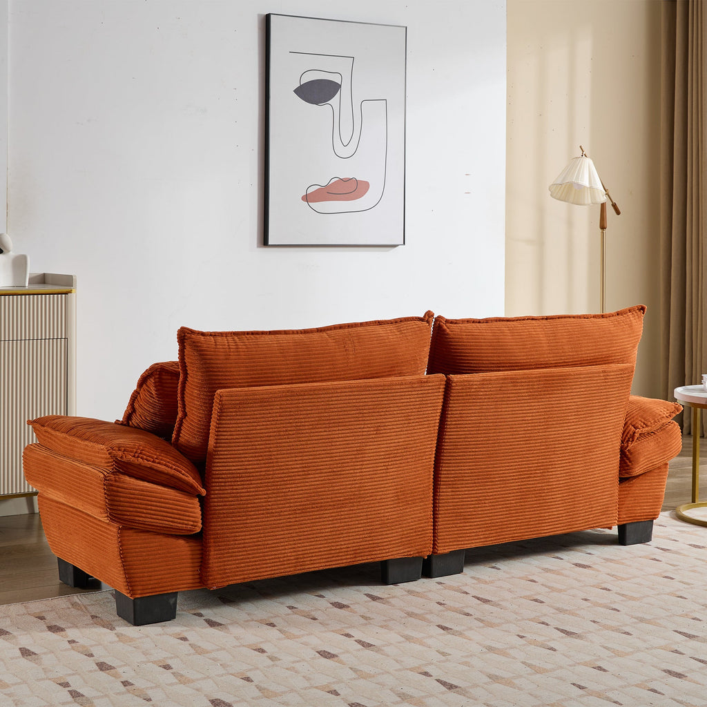 Corduroy Sofa Sleeper Couch Loveseat Sofa with Pillows Comfy Upholstered Deep Seat Sofa for Bedroom,Living Room,Apartment,Office,Dorm-Orange Corduroy