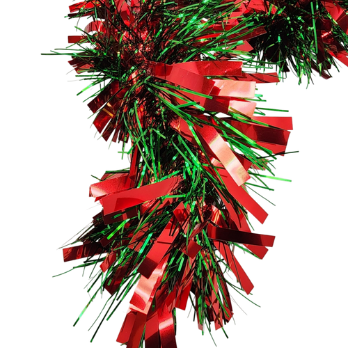 12 foot 6 Ply Luxury Tinsel Garland - Red/Green