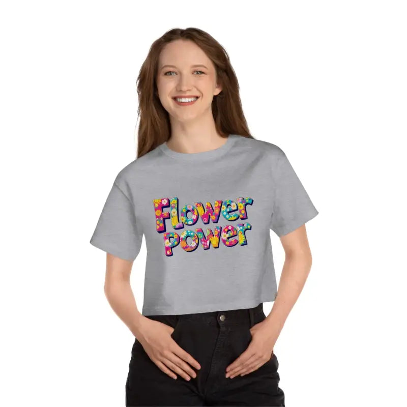 Ocean State Styles Womens T Shirt Flower Power Cropped