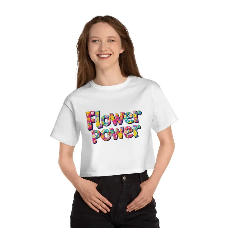 Ocean State Styles Womens T Shirt Flower Power Cropped