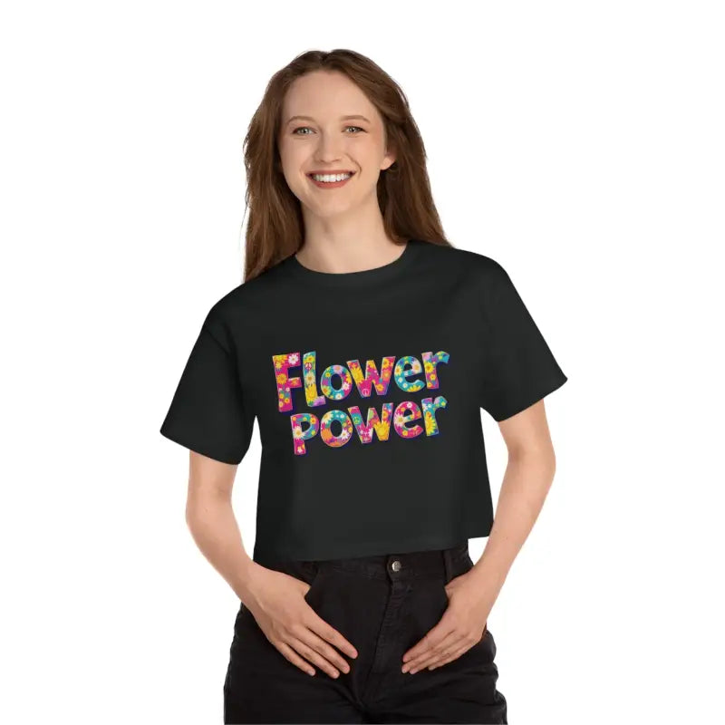 Ocean State Styles Womens T Shirt Flower Power Cropped