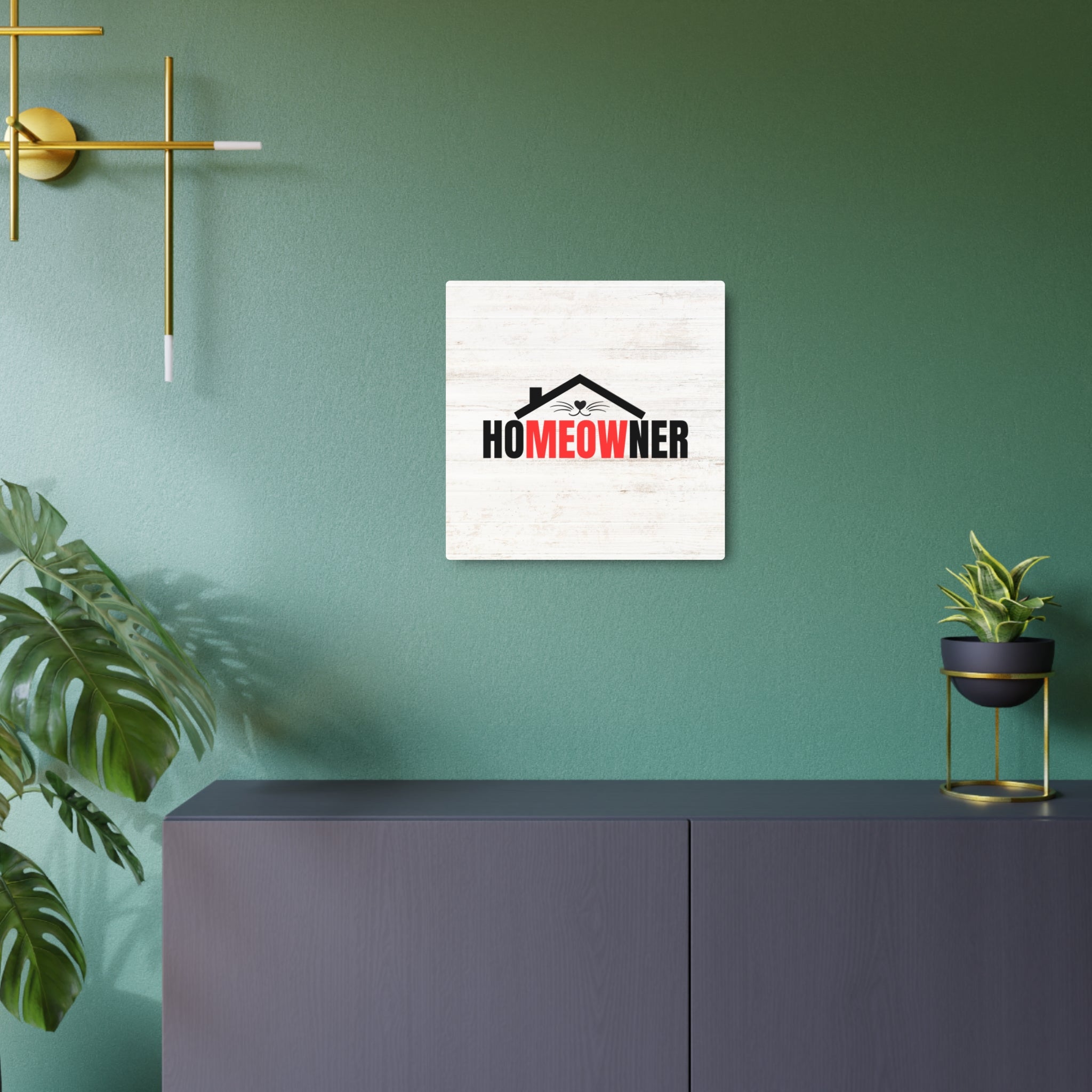 Charming Metal Art Sign for Cat Lovers - "HoMEOWner" Wall Decor