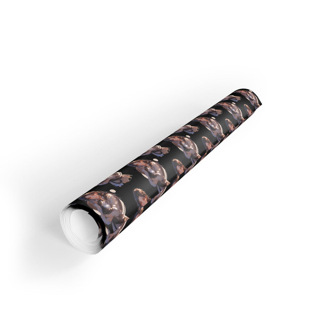 Chic Black Anime Cat Lady Wrapping Paper Roll