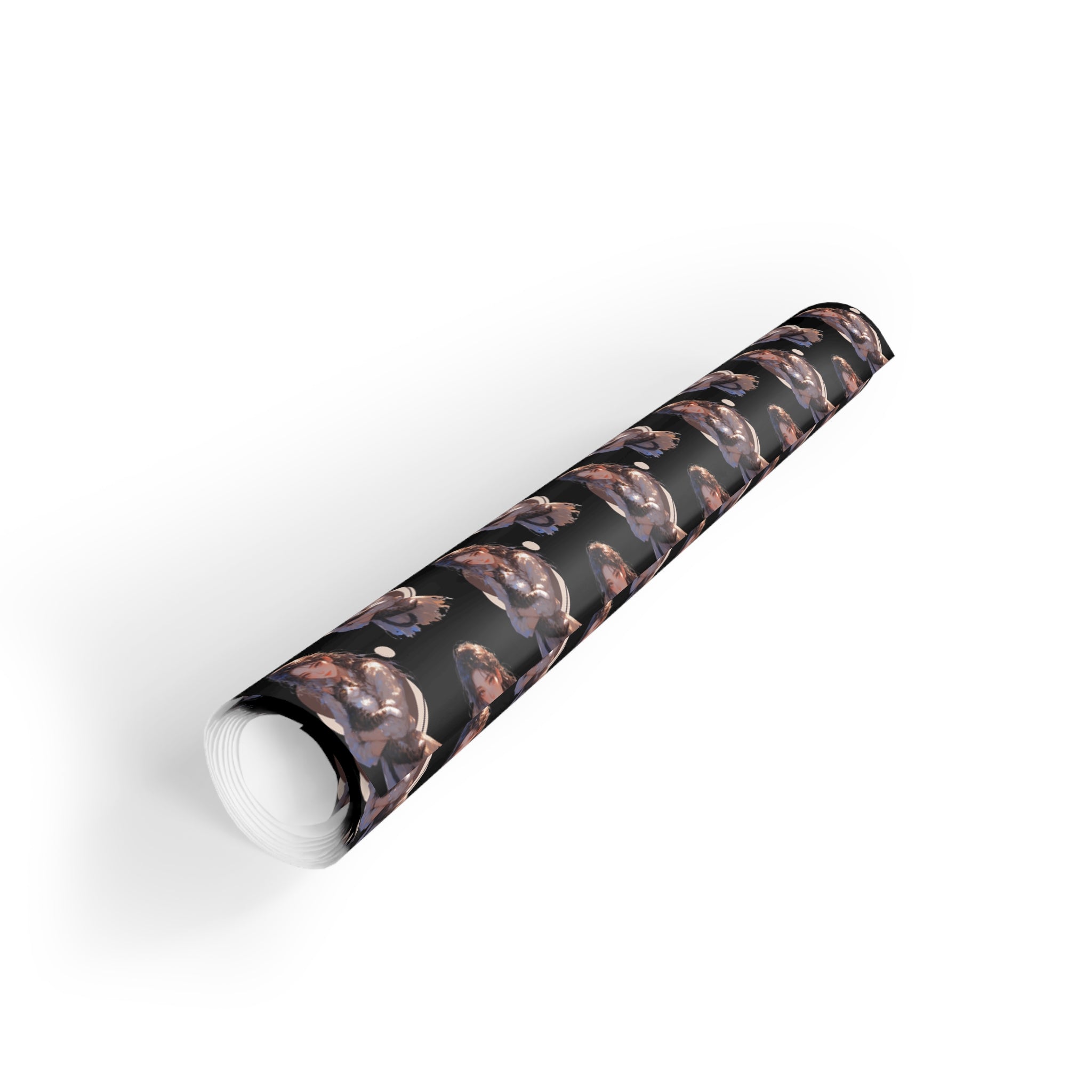 Chic Black Anime Cat Lady Wrapping Paper Roll