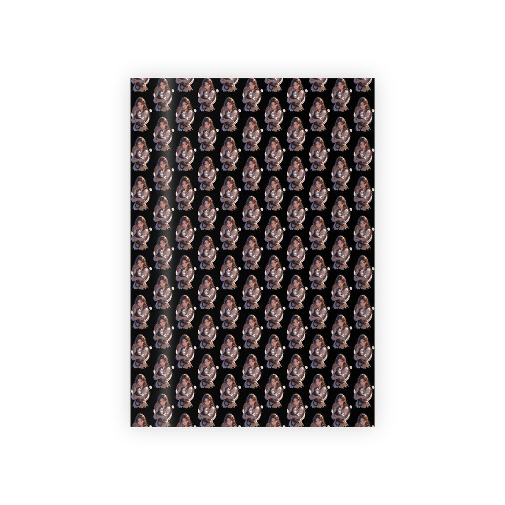 Chic Black Anime Cat Lady Wrapping Paper Roll