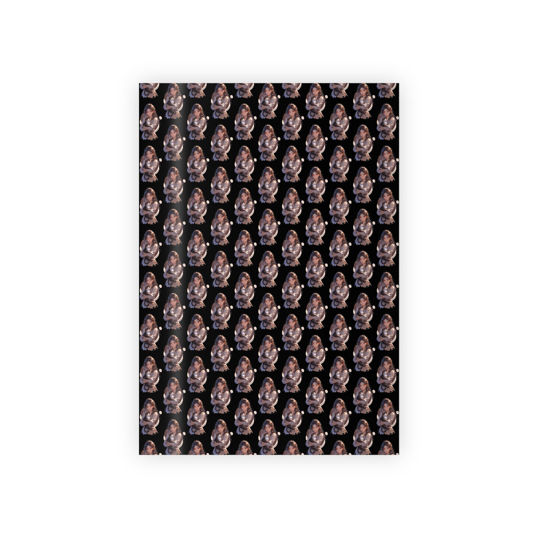 Chic Black Anime Cat Lady Wrapping Paper Roll