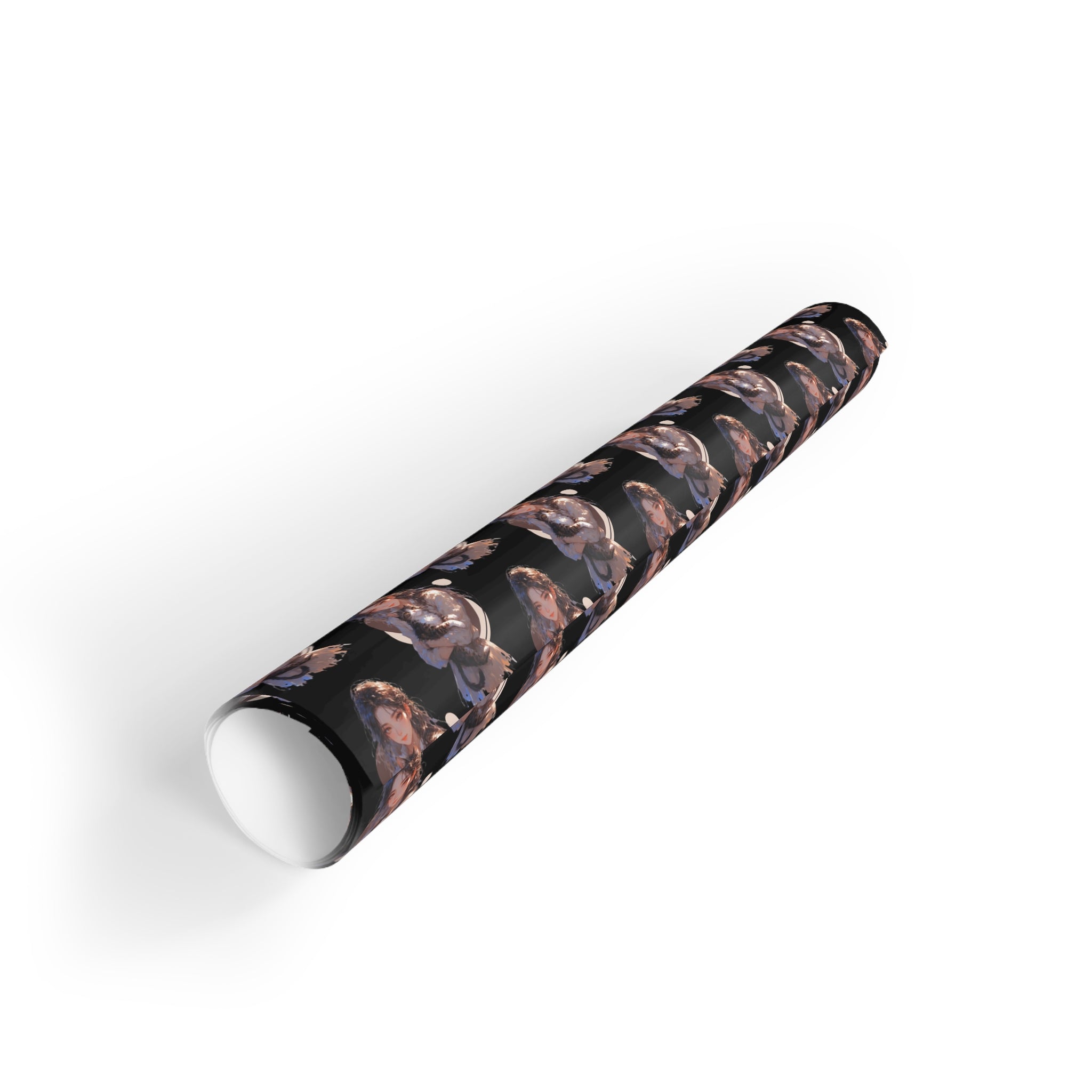 Chic Black Anime Cat Lady Wrapping Paper Roll