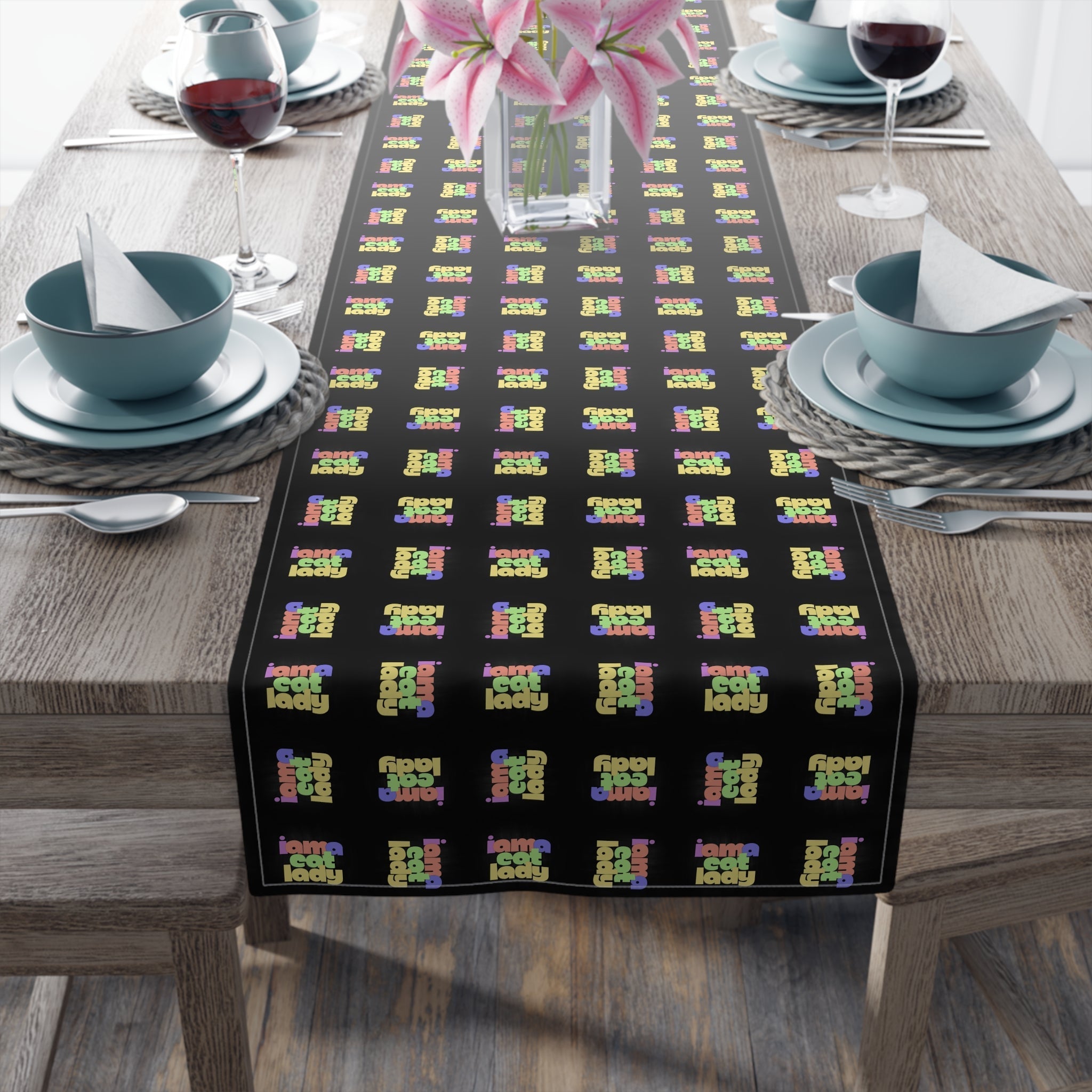 Chic Cat Lady Cotton Table Runner
