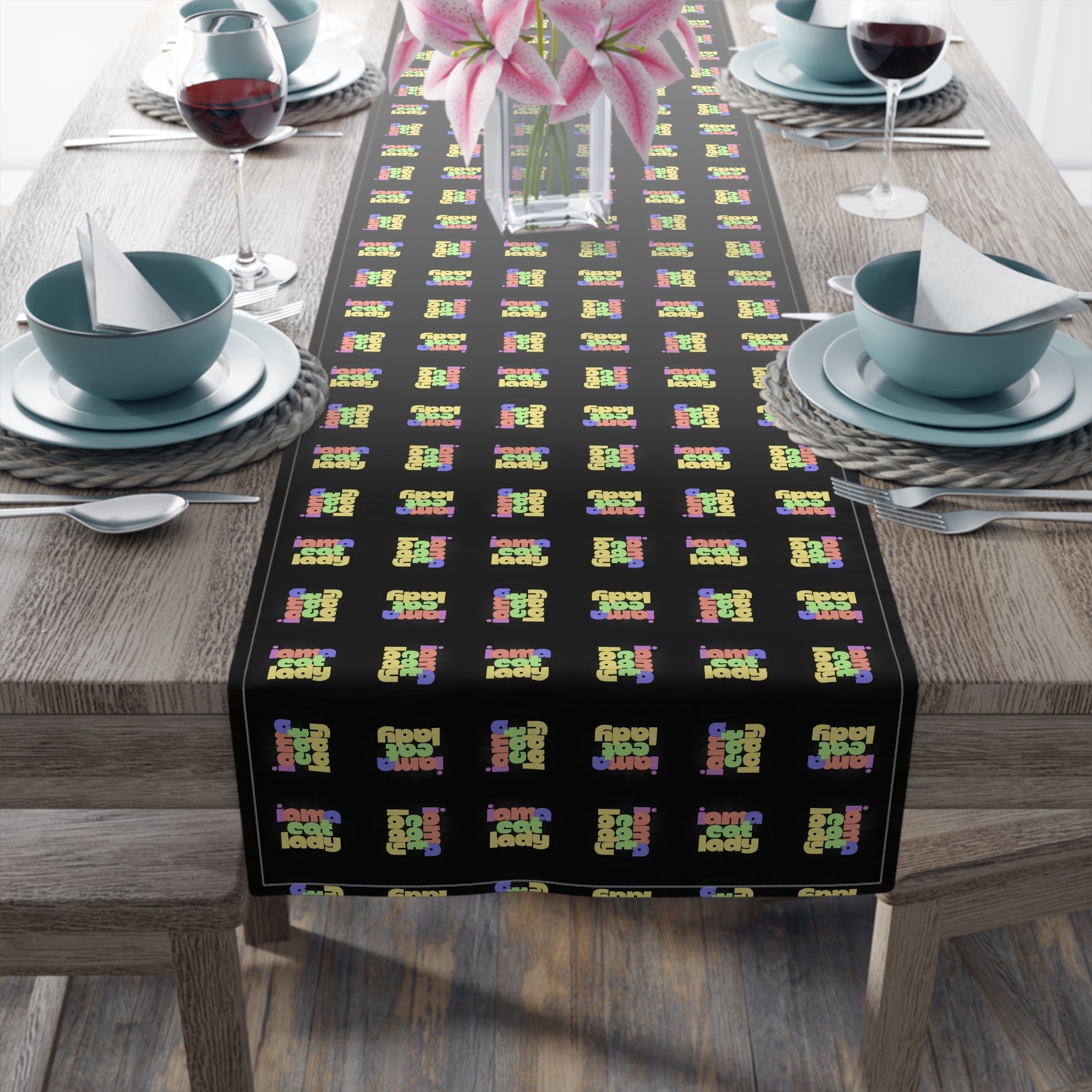 Chic Cat Lady Cotton Table Runner