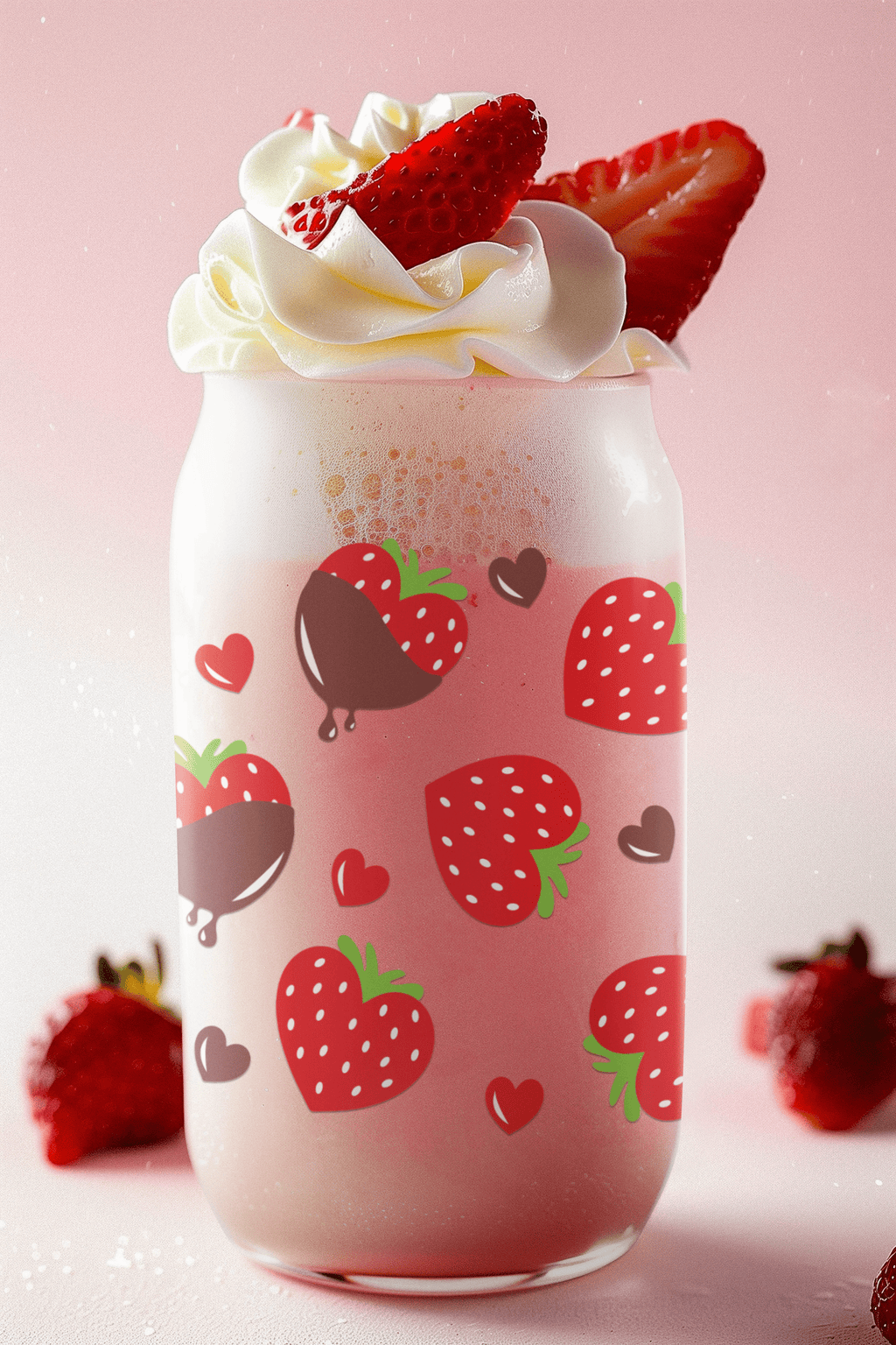 Chocolate Covered Strawberries 16 oz. Glass Cup