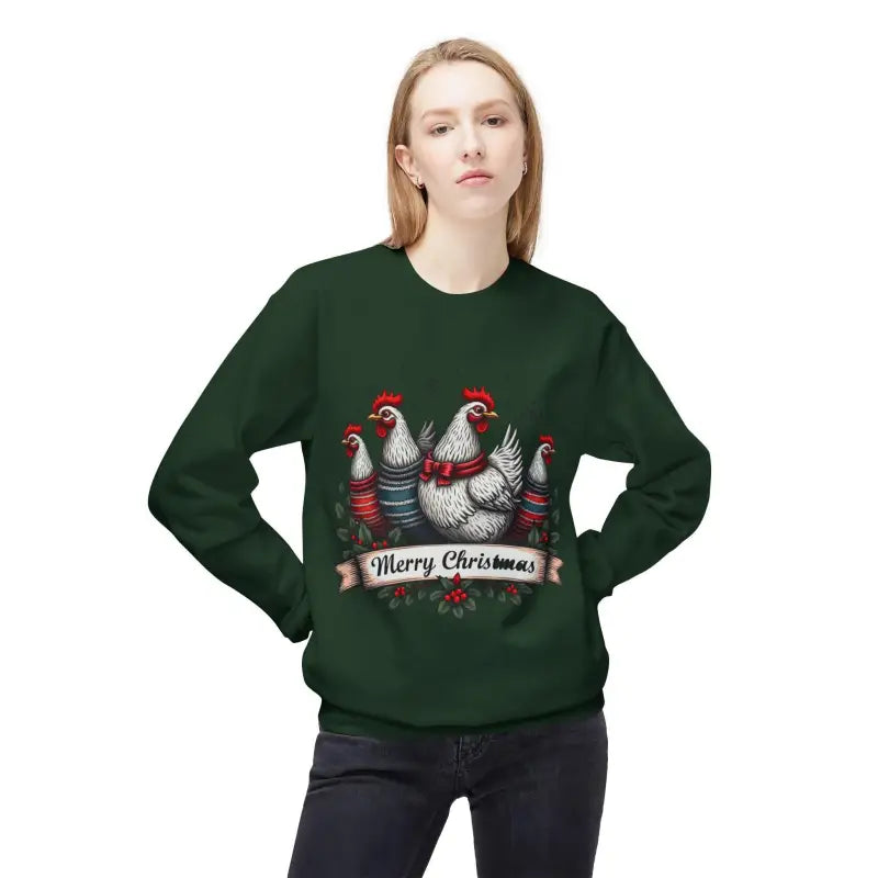 Ocean State Styles Sweatshirt Christmas Chickens Fleece