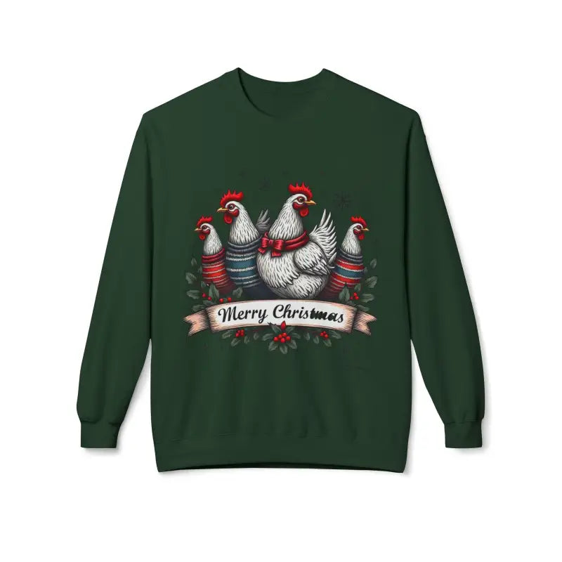 Ocean State Styles Sweatshirt Christmas Chickens Fleece