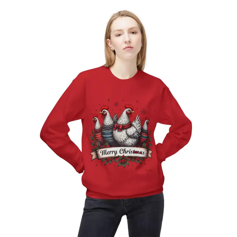 Ocean State Styles Sweatshirt Christmas Chickens Fleece