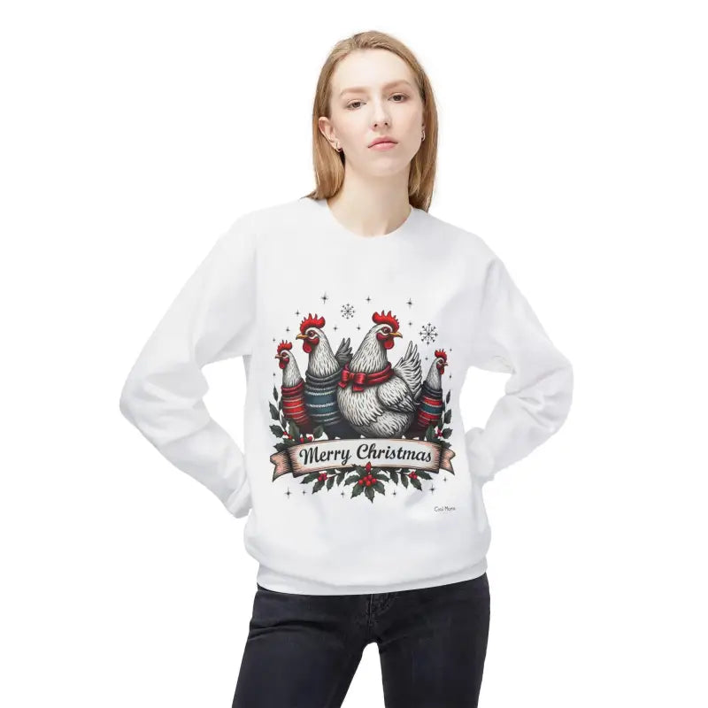 Ocean State Styles Sweatshirt Christmas Chickens Fleece