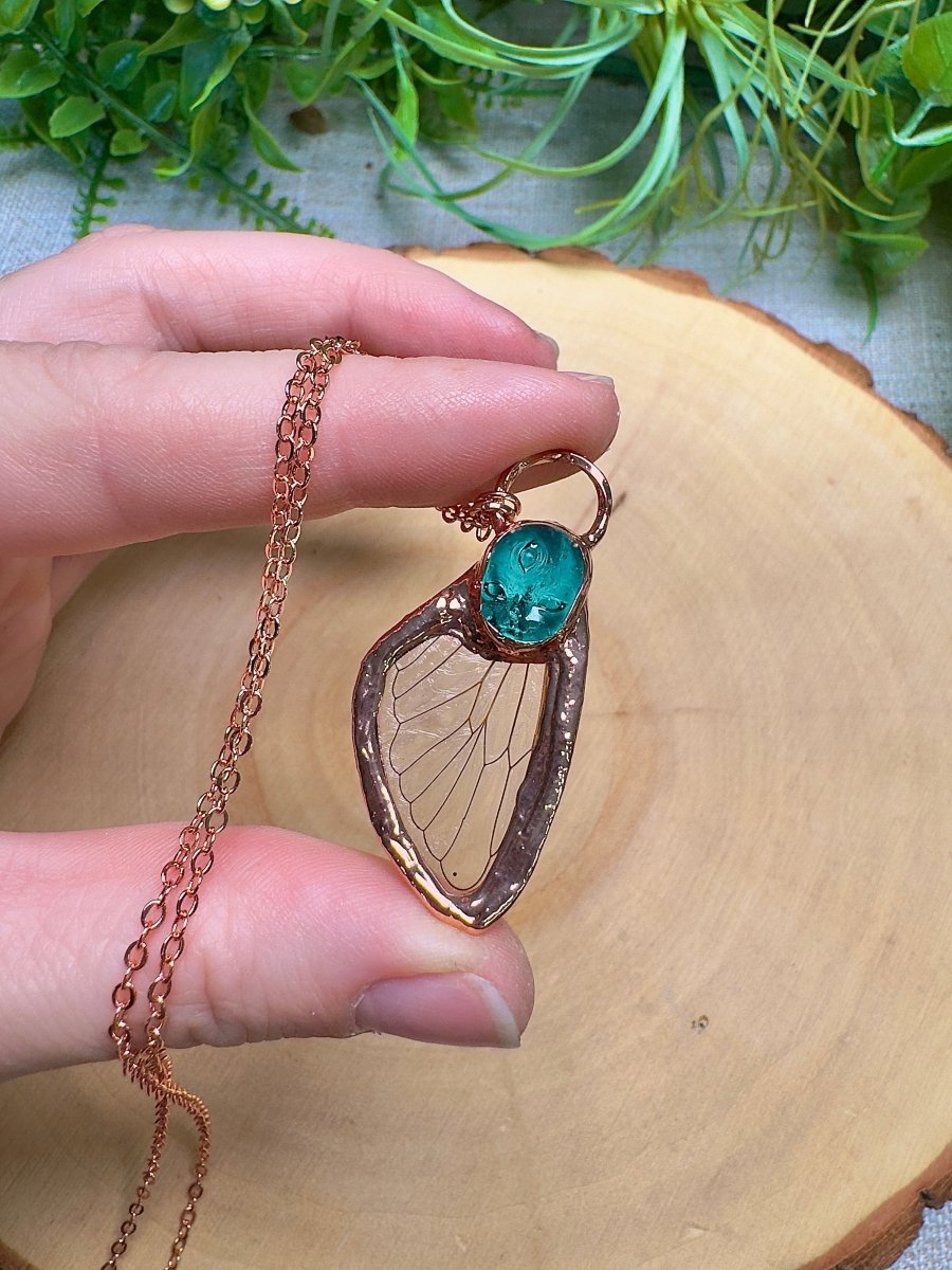 Cicada Wing and Resin Face Necklace