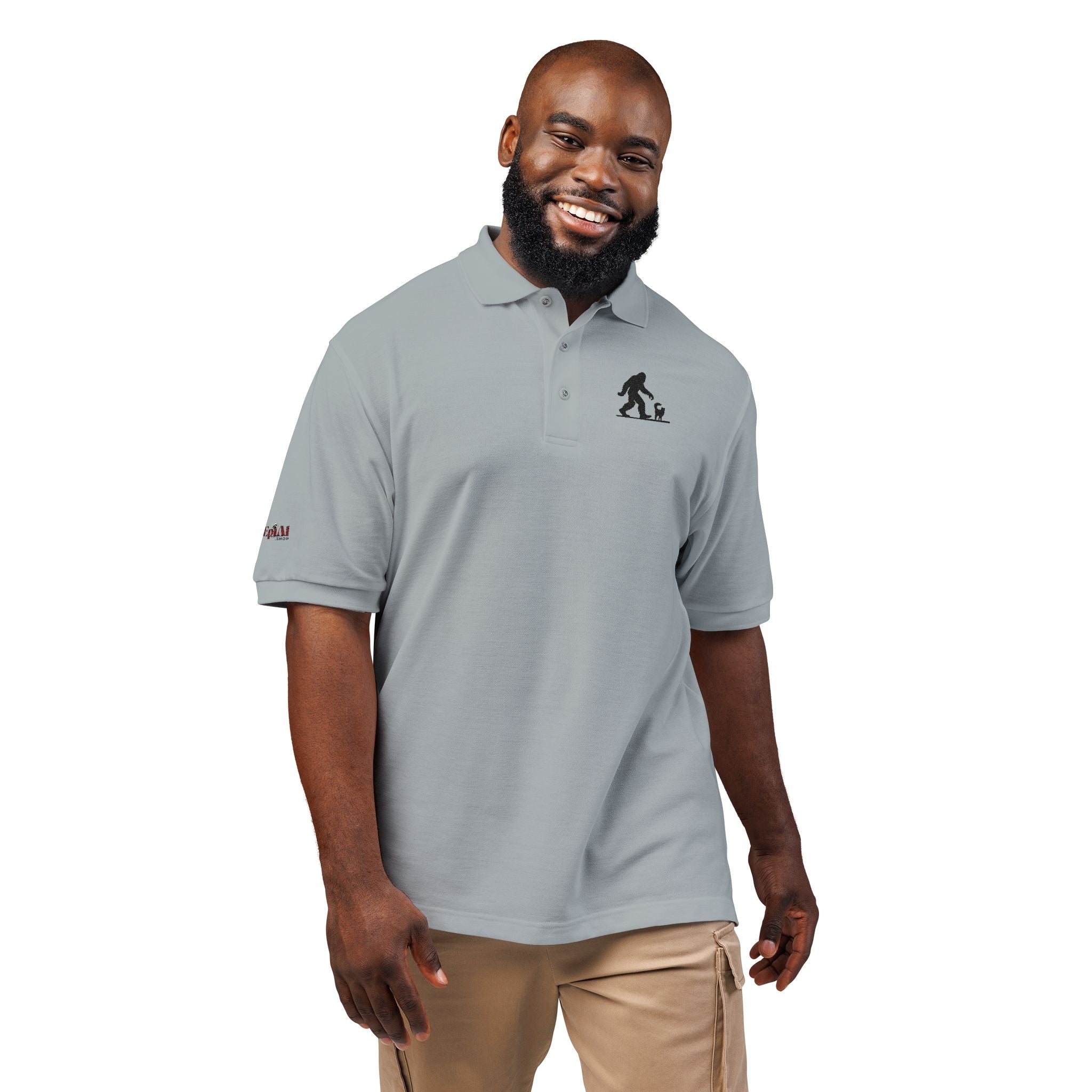 Classic Sasquatch's Cat Embroidered Unisex Polo Shirt
