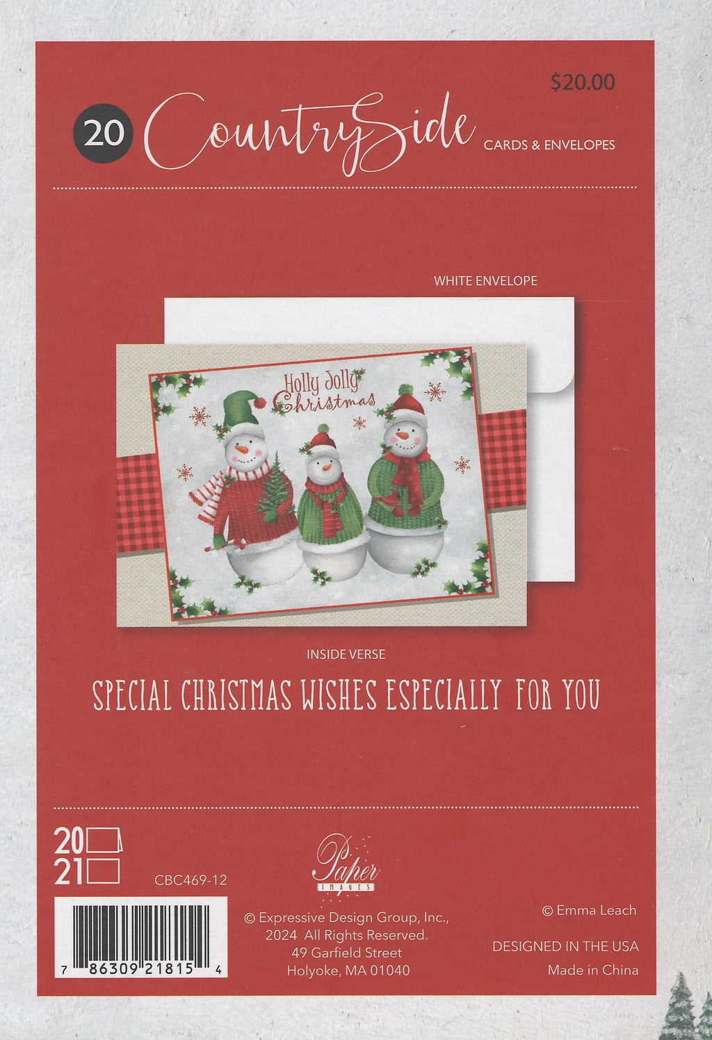 Countryside Christmas Boxed Cards - Set of 20 - Holly Jolly Snowmen