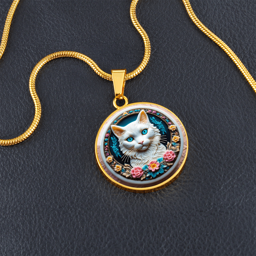 Colorful Cat Cameo Necklace