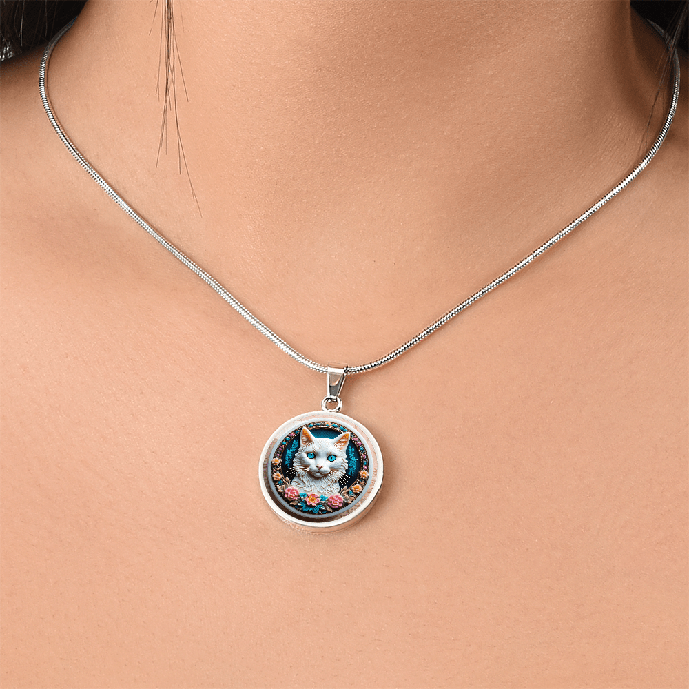 Colorful Cat Cameo Necklace