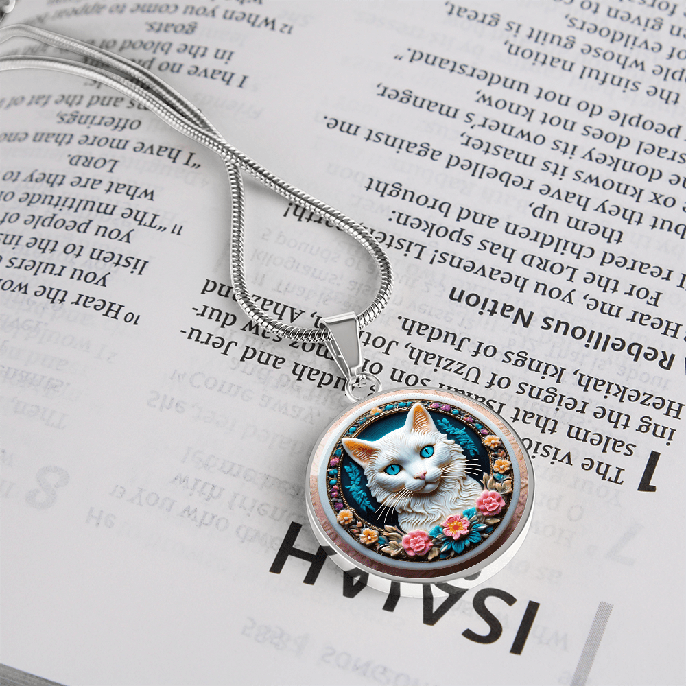 Colorful Cat Cameo Necklace