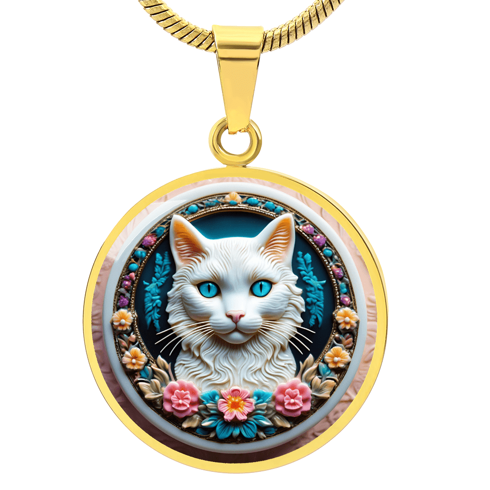 Colorful Cat Cameo Necklace