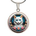 Colorful Cat Cameo Necklace