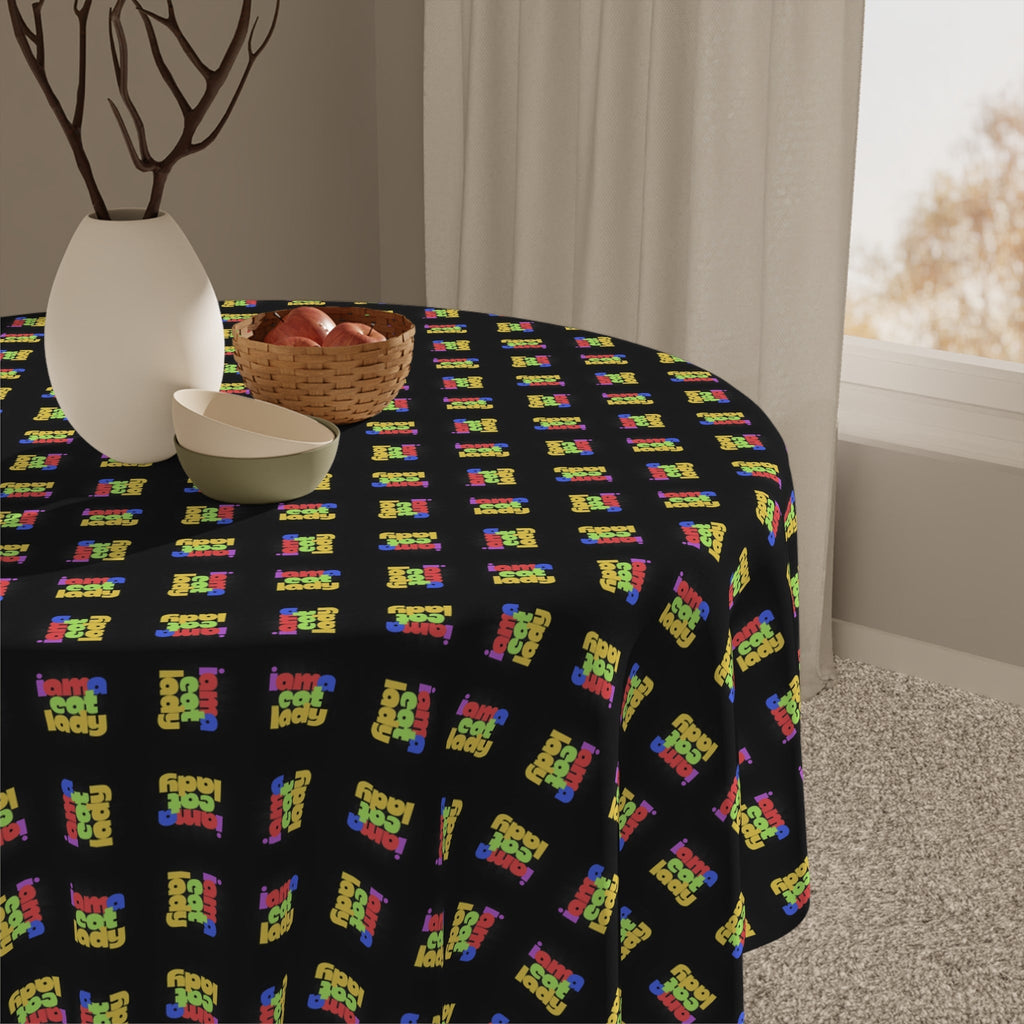 Colorful Cat Lady Patterned Tablecloth for Dining