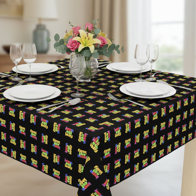 Colorful Cat Lady Patterned Tablecloth for Dining