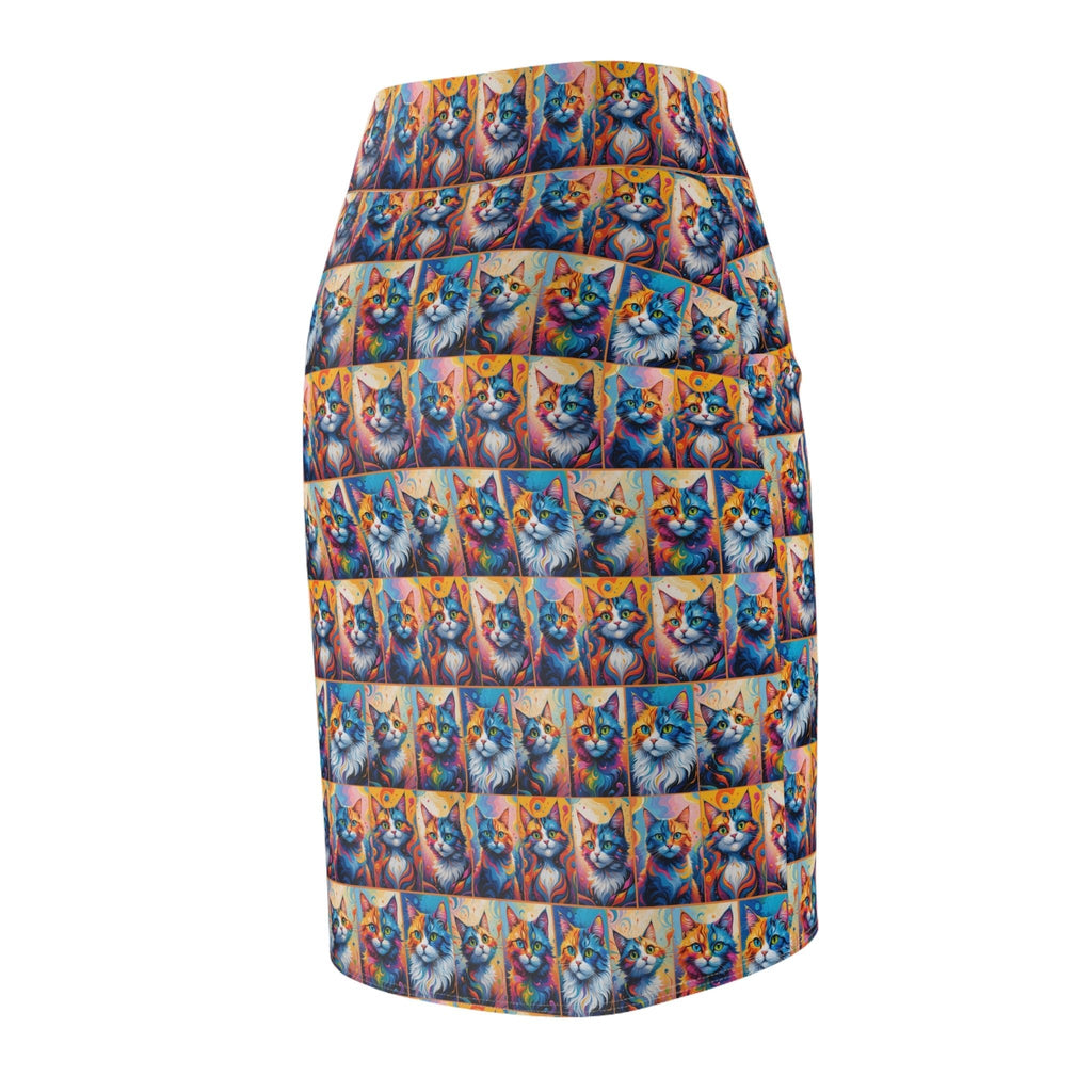 Colorful Painted Cats Women's Pencil Skirt