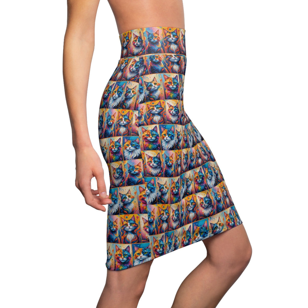Colorful Painted Cats Women's Pencil Skirt