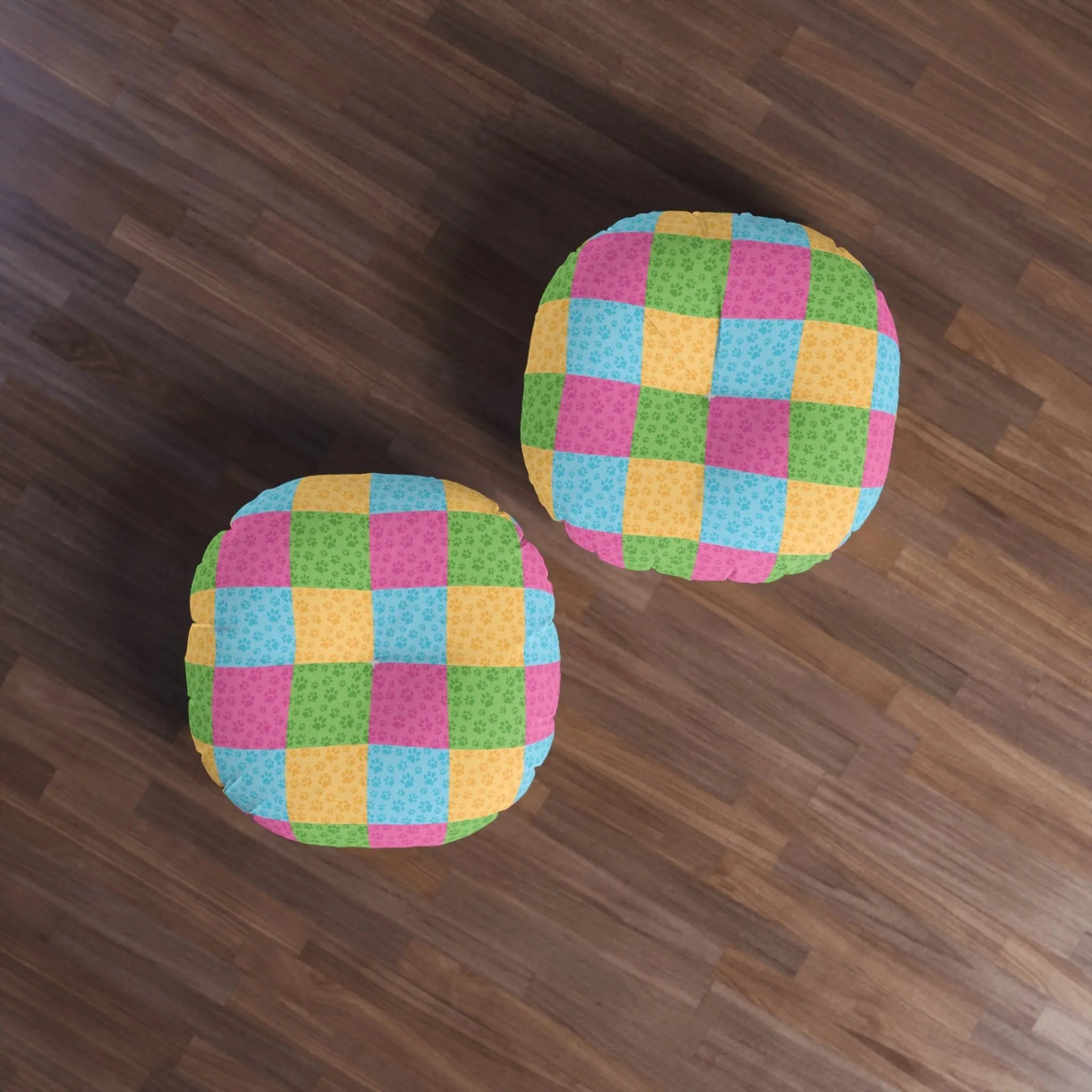 Colorful Patchwork Pet Print Tufted Floor Pillow