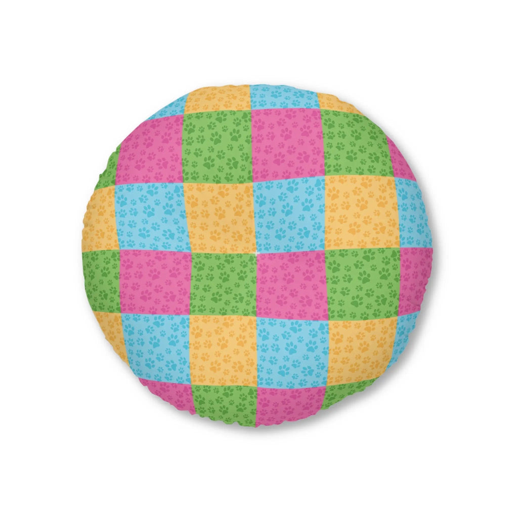 Colorful Patchwork Pet Print Tufted Floor Pillow