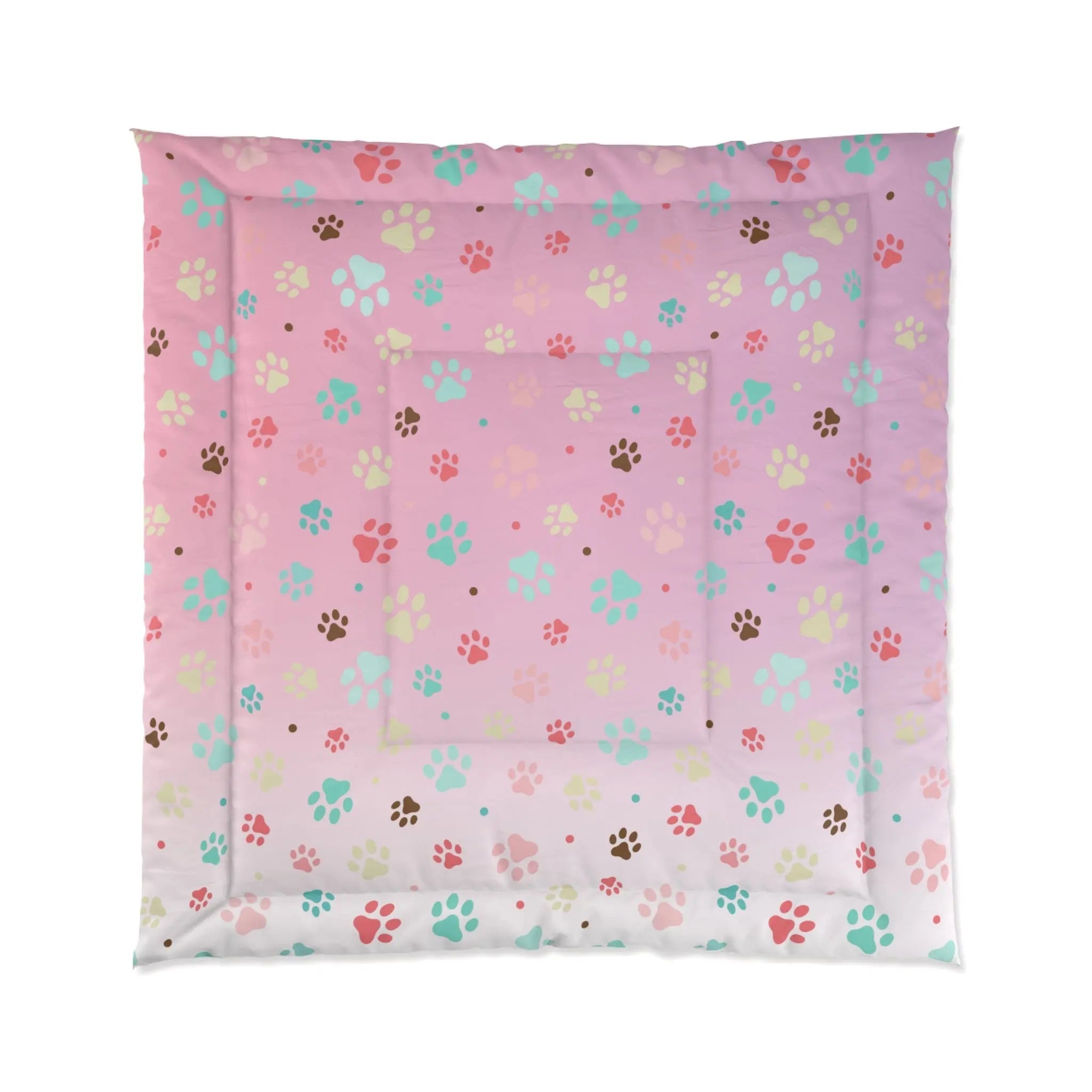 Colorful Paw Print Comforter - Cozy Pet Lover Bedding