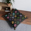 Colorful Paw Print Tufted Floor Pillow - Perfect for Pet Lovers