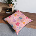 Colorful Pet Paw Print Tufted Floor Pillow